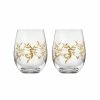Cellar Premium Set Of 2 Luxe Gold Leaf Stemless Wine Glass