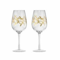 Cellar Premium Set Of 2 Luxe Gold Leaf Wine Glass