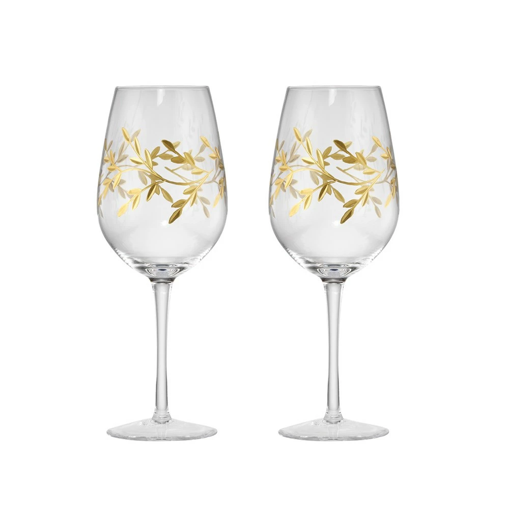 Cellar Premium Set Of 2 Luxe Gold Leaf Wine Glass