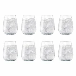 Cellar Set Of 8 Flat Bottom Stemless Glasses 450ml