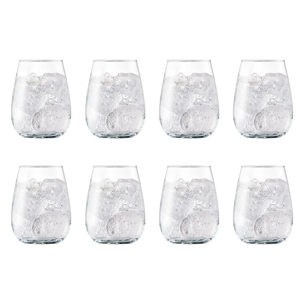 Cellar Set Of 8 Flat Bottom Stemless Glasses 450ml