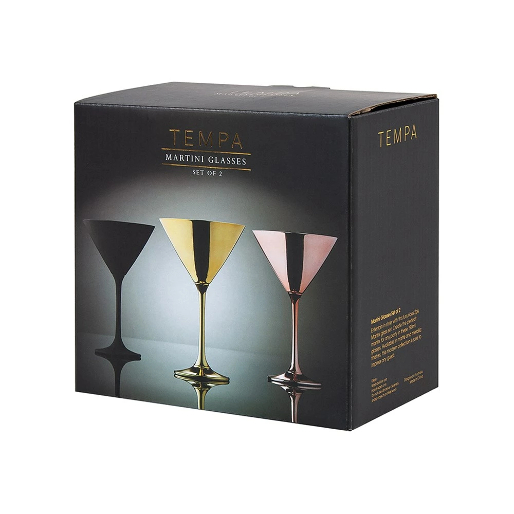 Tempa Aurora 2 Piece Martini Glass Set 190ml Gold - Image 2