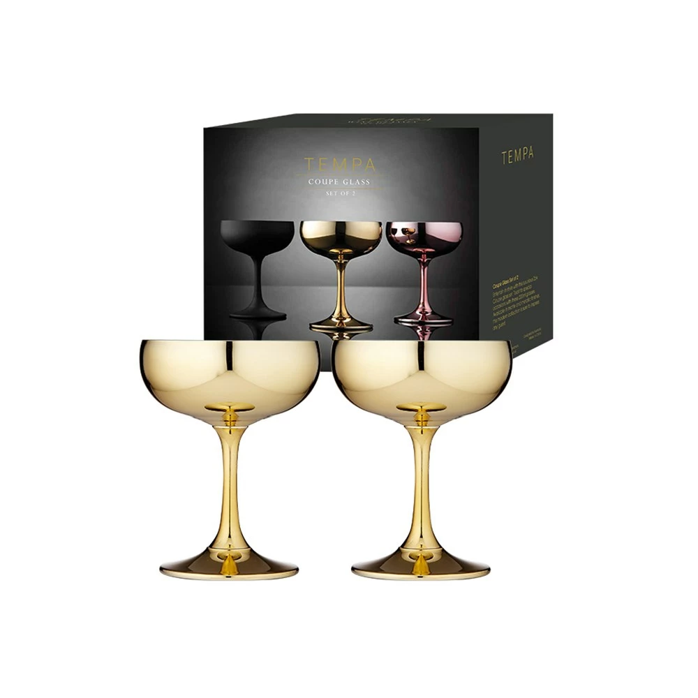 Tempa Aurora 2 Piece Coupe Glass Set 220ml Gold - Image 2