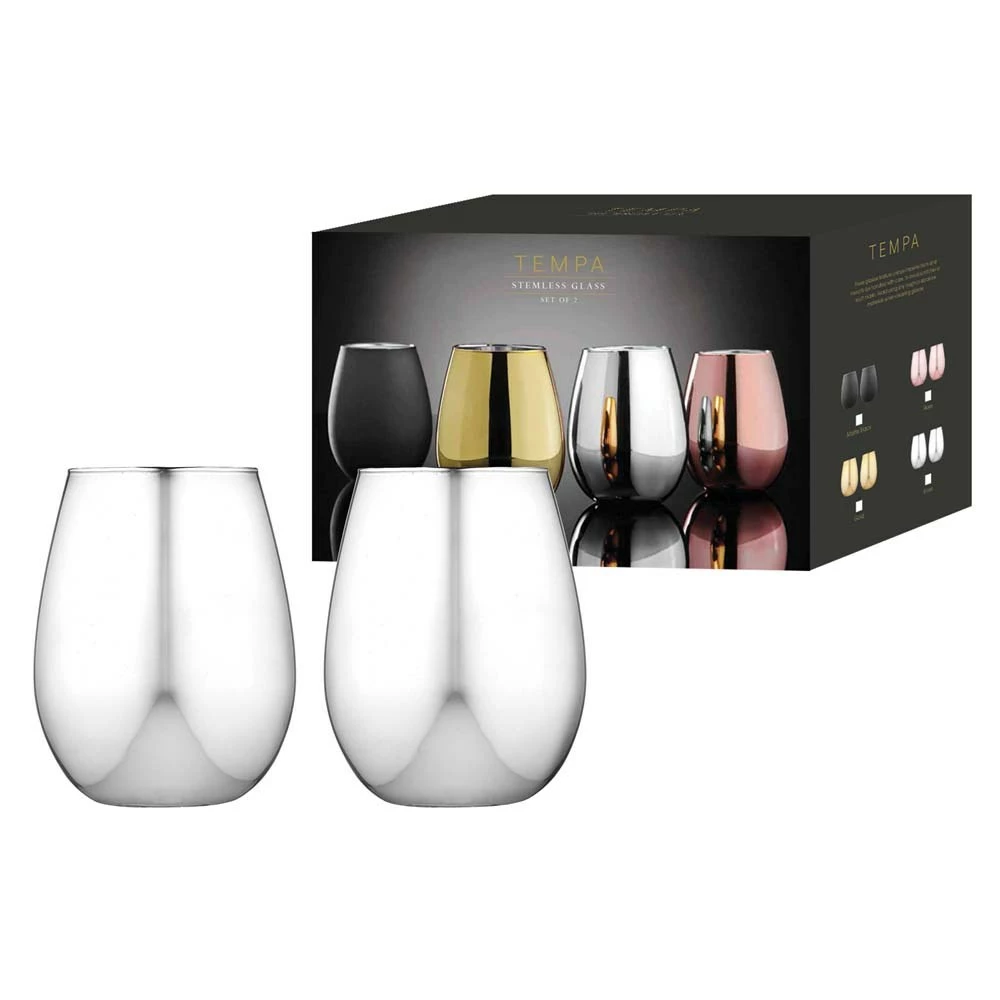 Tempa Aurora Set Of 2 Glass Tumbler Silver - Image 3