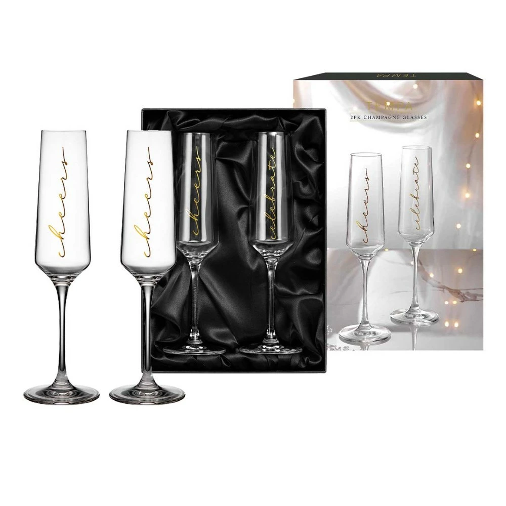 Tempa Celebration Set Of 2 Champagne Glasses Cheers - Image 2