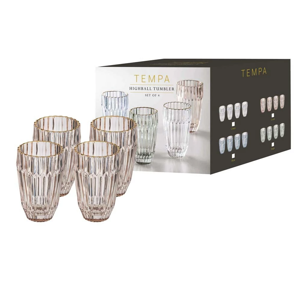 Tempa Amara Set Of 4 Highball Tumbler Coral - Image 5