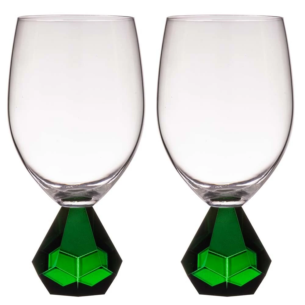 Tempa Zhara Set Of 2 Wine Glasses Emerald