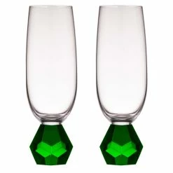 Tempa Zhara Set Of 2 Champagne Glasses Emerald