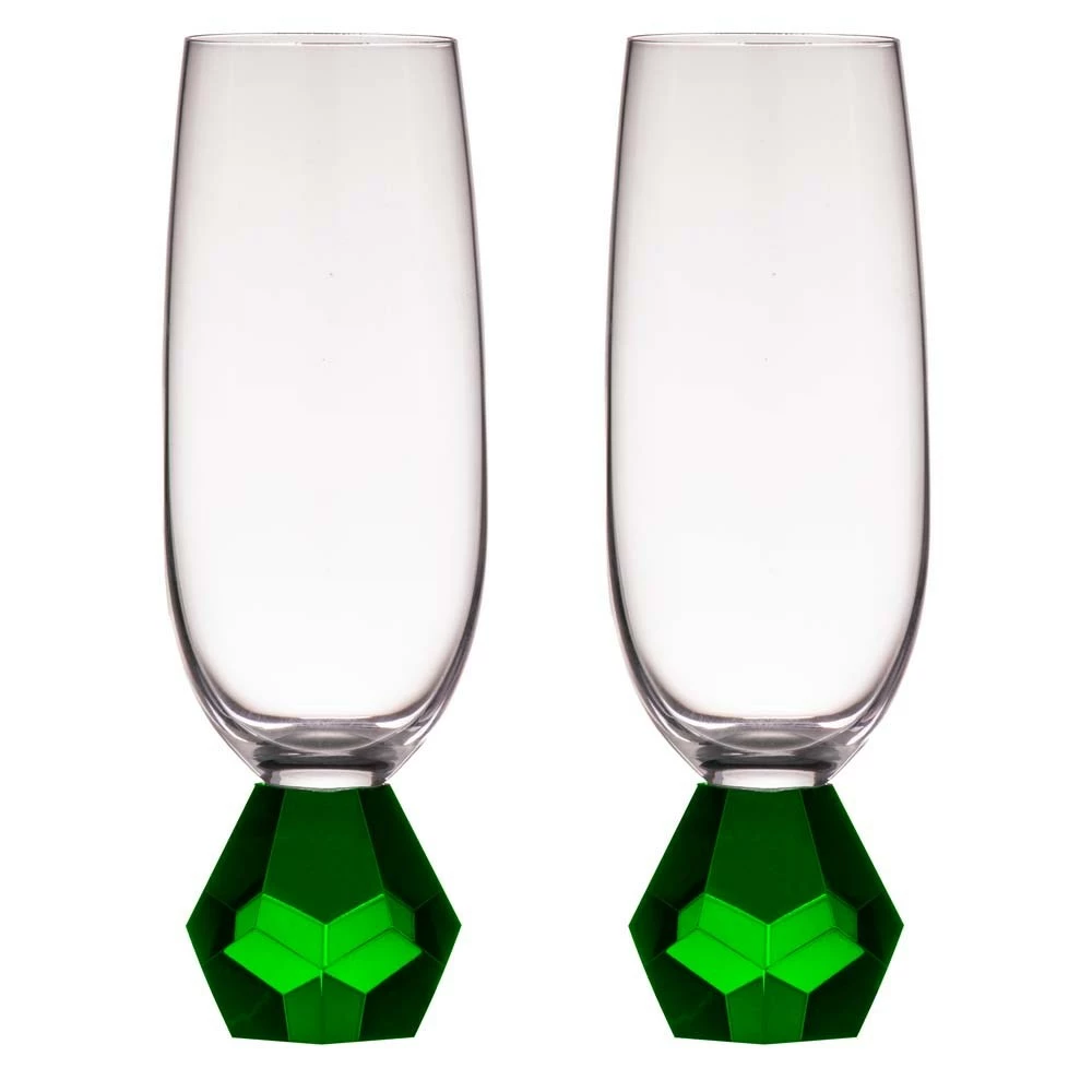 Tempa Zhara Set Of 2 Champagne Glasses Emerald