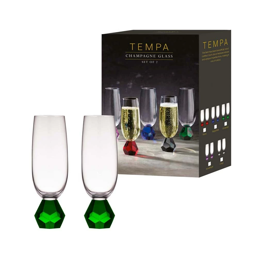 Tempa Zhara Set Of 2 Champagne Glasses Emerald - Image 5