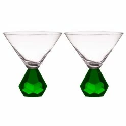 Tempa Zhara Set Of 2 Martini Glasses Emerald