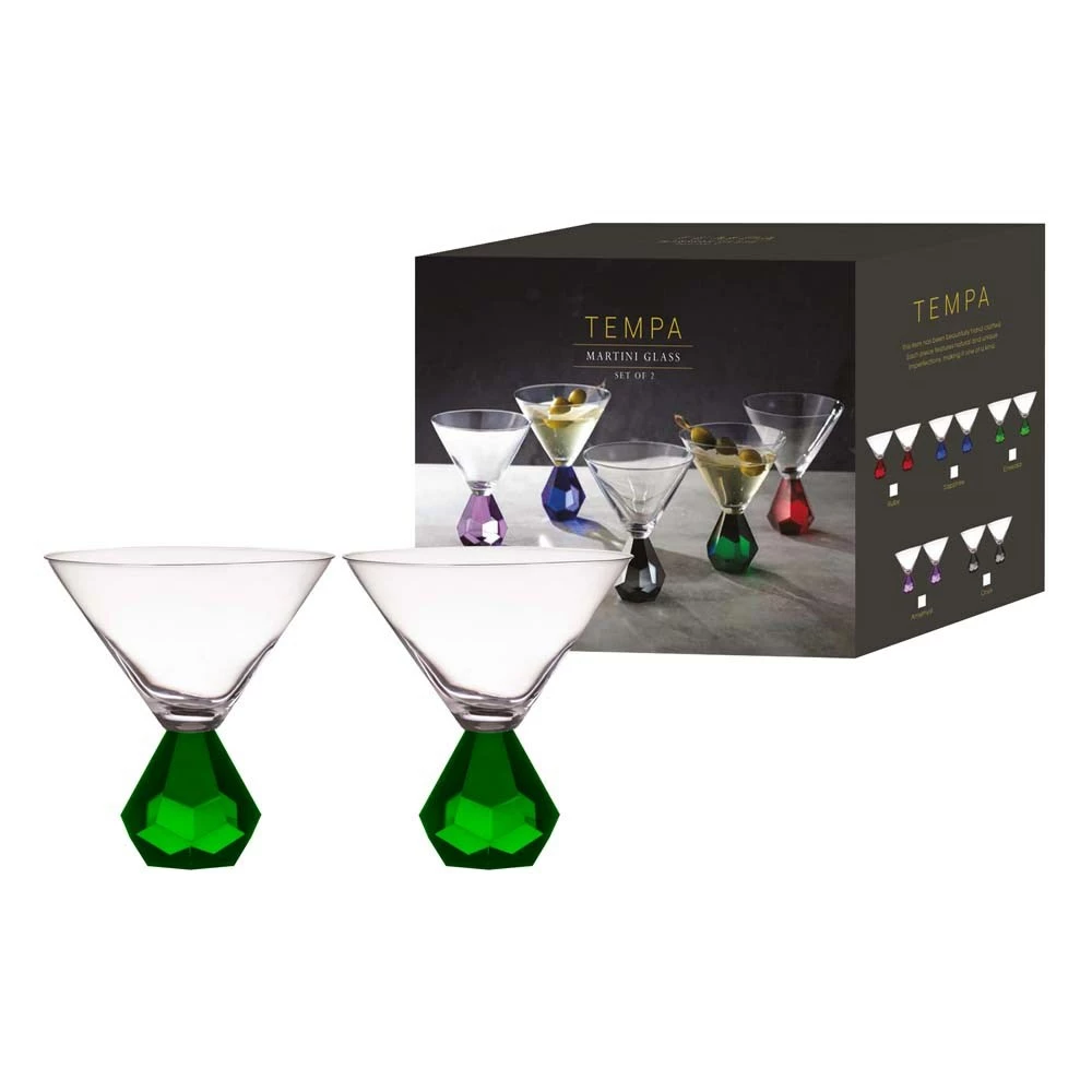 Tempa Zhara Set Of 2 Martini Glasses Emerald - Image 5