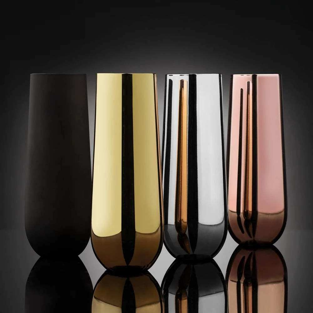 Tempa Aurora Set Of 2 Stemless Champagne Glasses Matte Black - Image 3