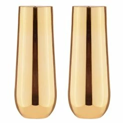 Tempa Aurora Set Of 2 Stemless Champagne Glasses Gold
