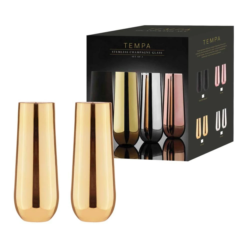Tempa Aurora Set Of 2 Stemless Champagne Glasses Gold - Image 4