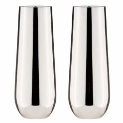 Tempa Aurora Set Of 2 Stemless Champagne Glasses Silver