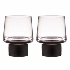 Tempa Aurora Clear Set Of 2 Glass Tumbler Matte Black