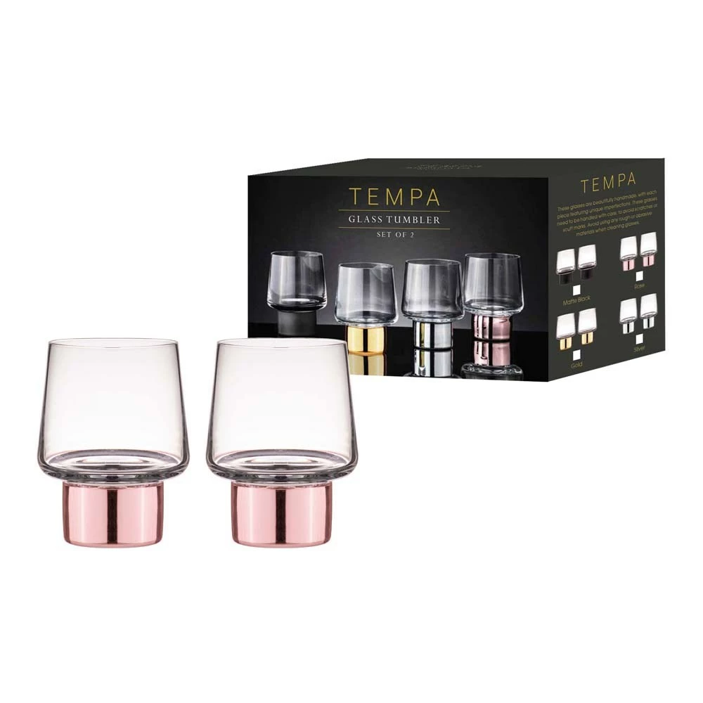 Tempa Aurora Clear Set Of 2 Glass Tumbler Rose - Image 4