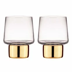 Tempa Aurora Clear Set Of 2 Glass Tumbler Gold