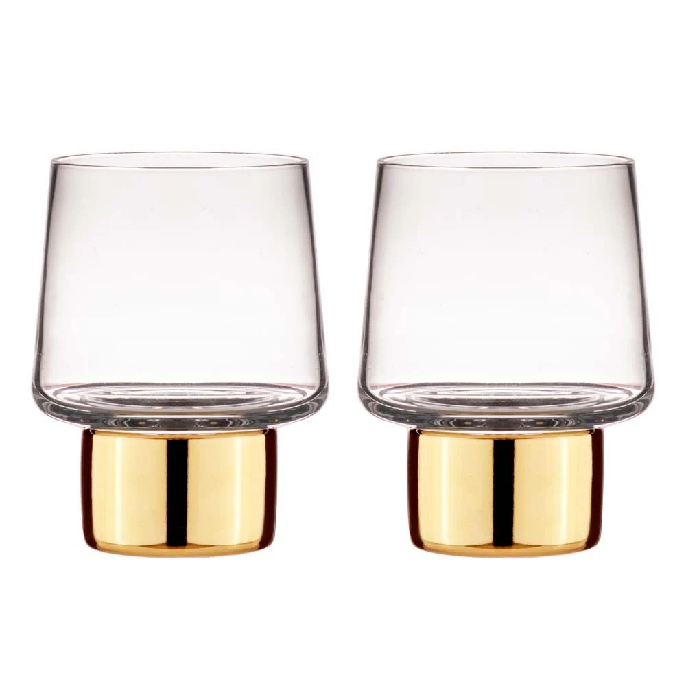 Tempa Aurora Clear Set Of 2 Glass Tumbler Gold