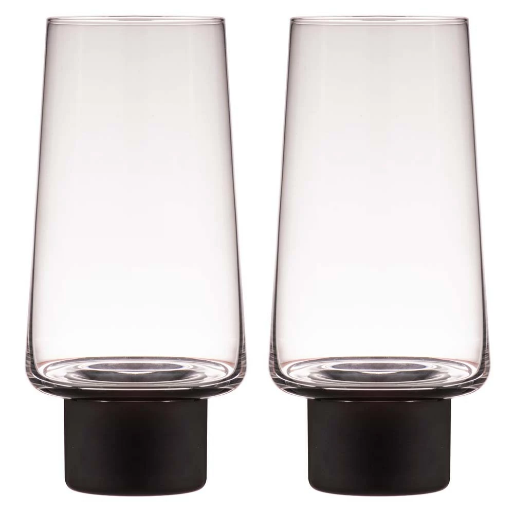 Tempa Aurora Clear Set Of 2 Highball Tumbler Matte Black