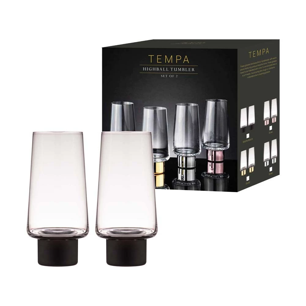 Tempa Aurora Clear Set Of 2 Highball Tumbler Matte Black - Image 4