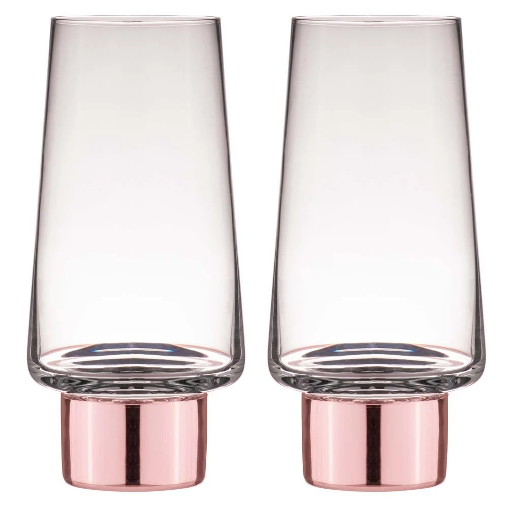 Tempa Aurora Clear Set Of 2 Highball Tumbler Rose