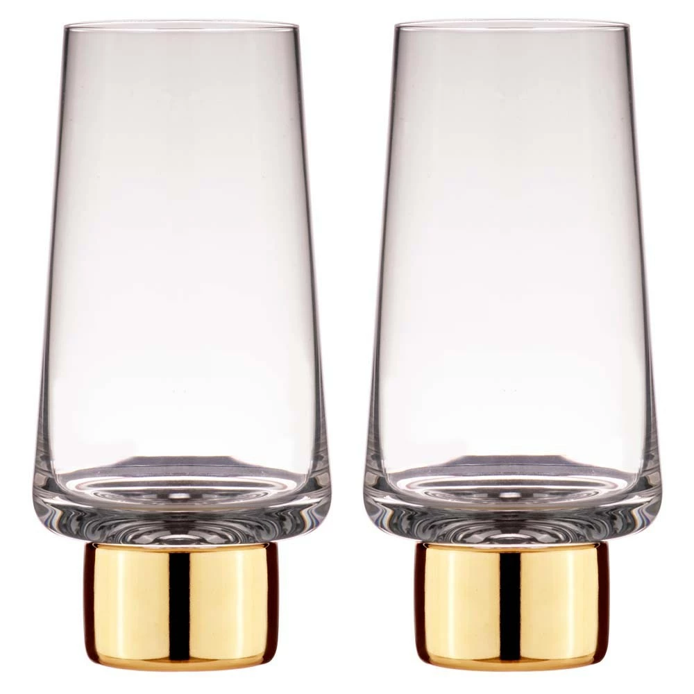 Tempa Aurora Clear Set Of 2 Highball Tumbler Gold