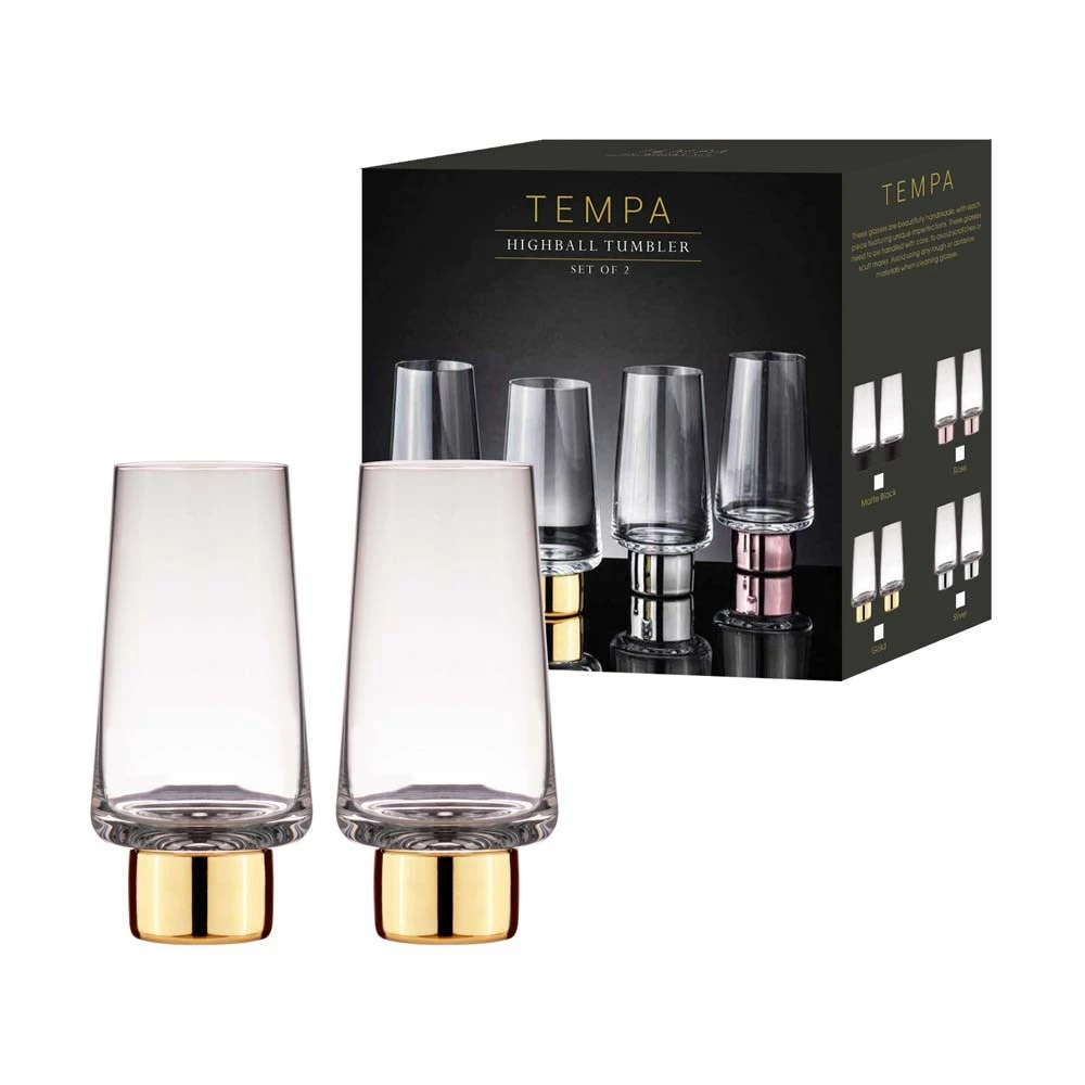 Tempa Aurora Clear Set Of 2 Highball Tumbler Gold - Image 4
