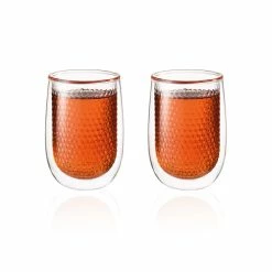 Baccarat Barista Café Set Of 2 Honeycomb Double Wall Thermal Glass Tumblers 350ml