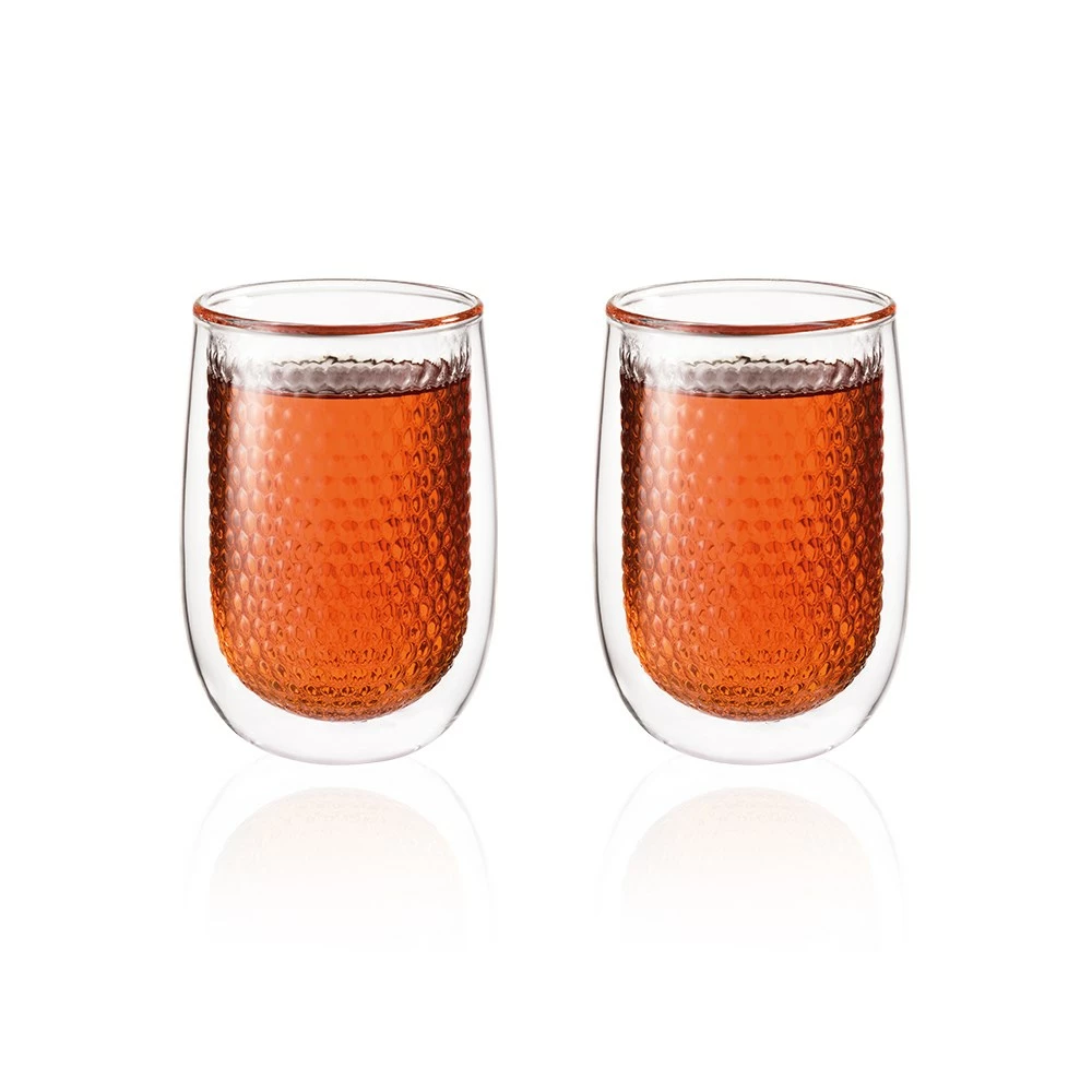 Baccarat Barista Café Set Of 2 Honeycomb Double Wall Thermal Glass Tumblers 350ml