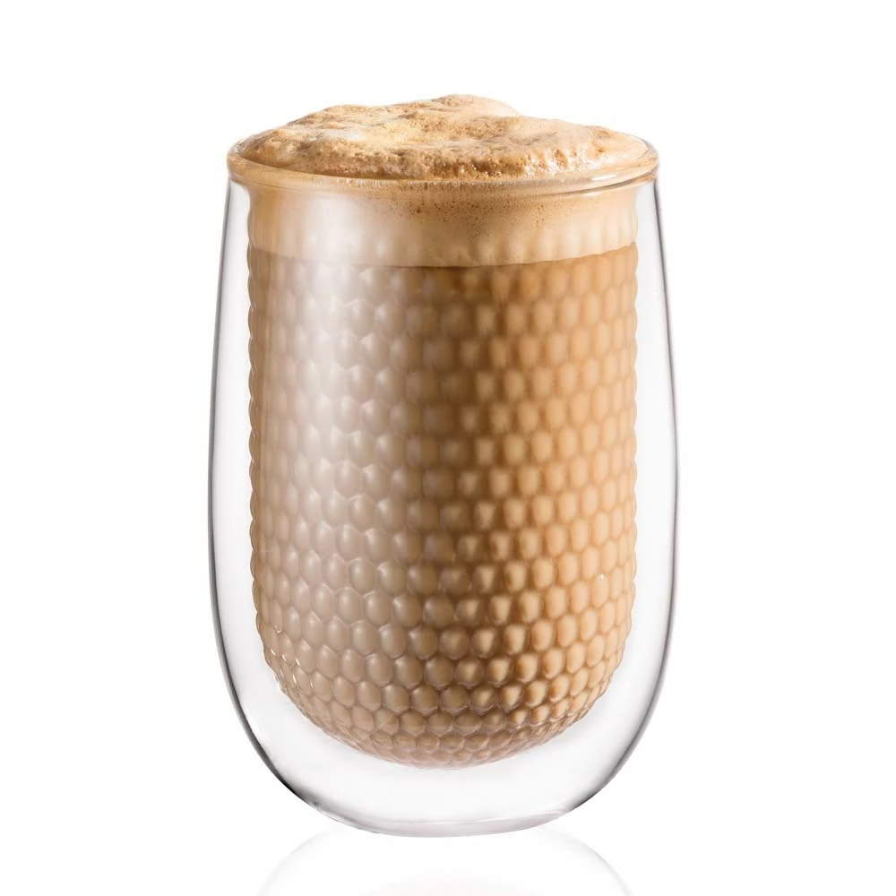 Baccarat Barista Café Set Of 2 Honeycomb Double Wall Thermal Glass Tumblers 350ml - Image 2