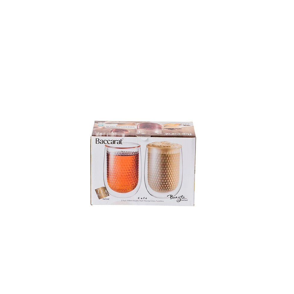Baccarat Barista Café Set Of 2 Honeycomb Double Wall Thermal Glass Tumblers 350ml - Image 5