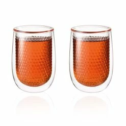 Baccarat Barista Café Set Of 2 Honeycomb Double Wall Thermal Glass Tumblers 450ml