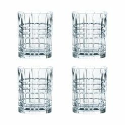 Nachtmann 4 Piece Crystal Square Whisky Tumbler Set 345ml
