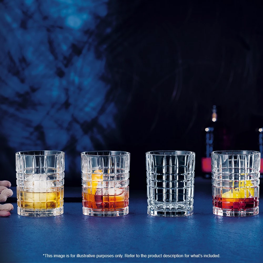 Nachtmann 4 Piece Crystal Square Whisky Tumbler Set 345ml - Image 2